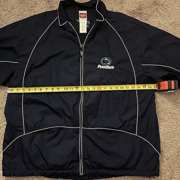 VTG 00s Rawlings Penn State Windbreaker Men’s 2XL Navy Blue Full Zip Jacket - Picture 4 of 7